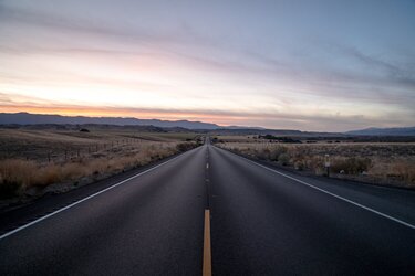 high way road with sunset